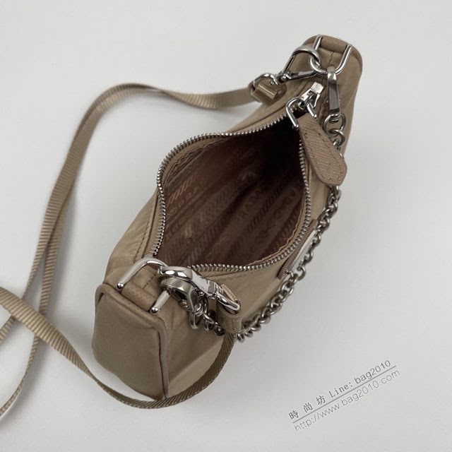 prada女包 普拉達新款mini Hobo杏色手拎包 1TT122 Prada單肩斜挎包 Prada三合一腋下包  pyd2357